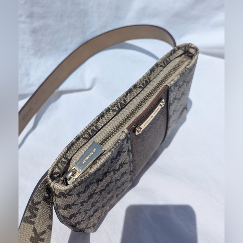 Michael Kors Signature MK Logo Belt Bag Brown/Gold Large/XL - Picture 2 of 8